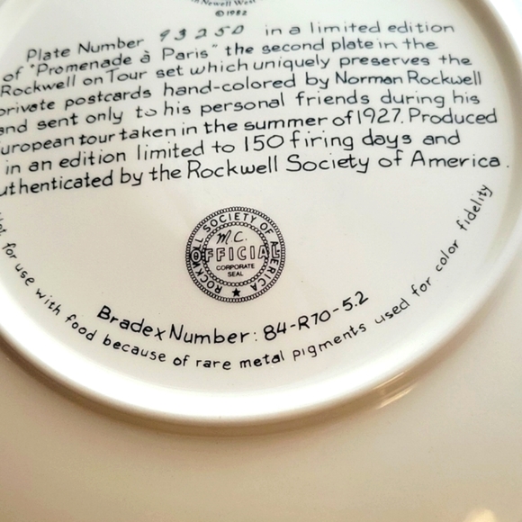 Newell Pottery Norman Rockwell Limited Edition Plate -1982 - Picture 5 of 5